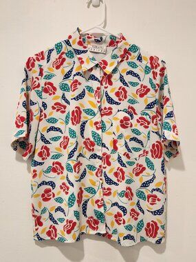 Talbots Petites Floral Button Down Blouse
